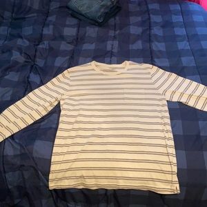 White and Gray striped Long-sleeve Shirt